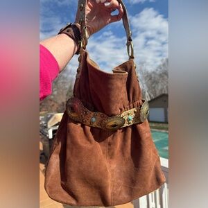 Vintage Kathy Van Zeeland Western Concho Hobo Bag Y2K Boho Cowgirl Purse